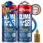 ClimaSet 2x Plin&ulje R1234yf (2x 235g), Crijevo s manometrom, Adapter R1234yf