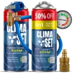 ClimaSet 3in1 R1234yf, Plin&ulje R1234yf (2x 235g), Crijevo s manometrom, Adapter R1234yf