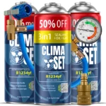 ClimaSet 3in1 R1234yf, 2x Plin&ulje R1234yf (3x 235g), Crijevo s manometrom, Adapter R1234yf