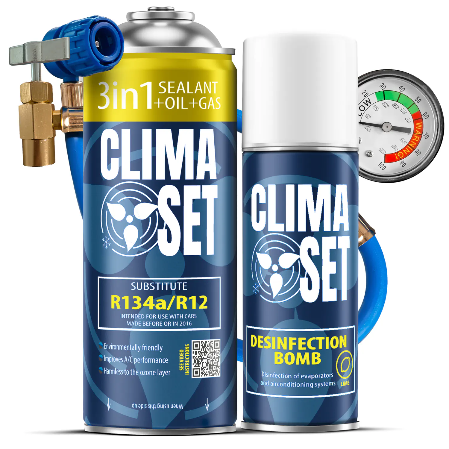 5905997712408 ClimaSet set za punjenje i osvježavanje klime – 3u1 R134a/R12 - Slika 1