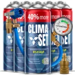 ClimaSet 5x Plin&ulje R1234yf (5x 235g), Crijevo s manometrom, Adapter R1234yf