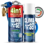ClimaSet 4in1 R134a (235g), Crijevo s manometrom, Perfect Disinfection Bomb Lime 200 ml