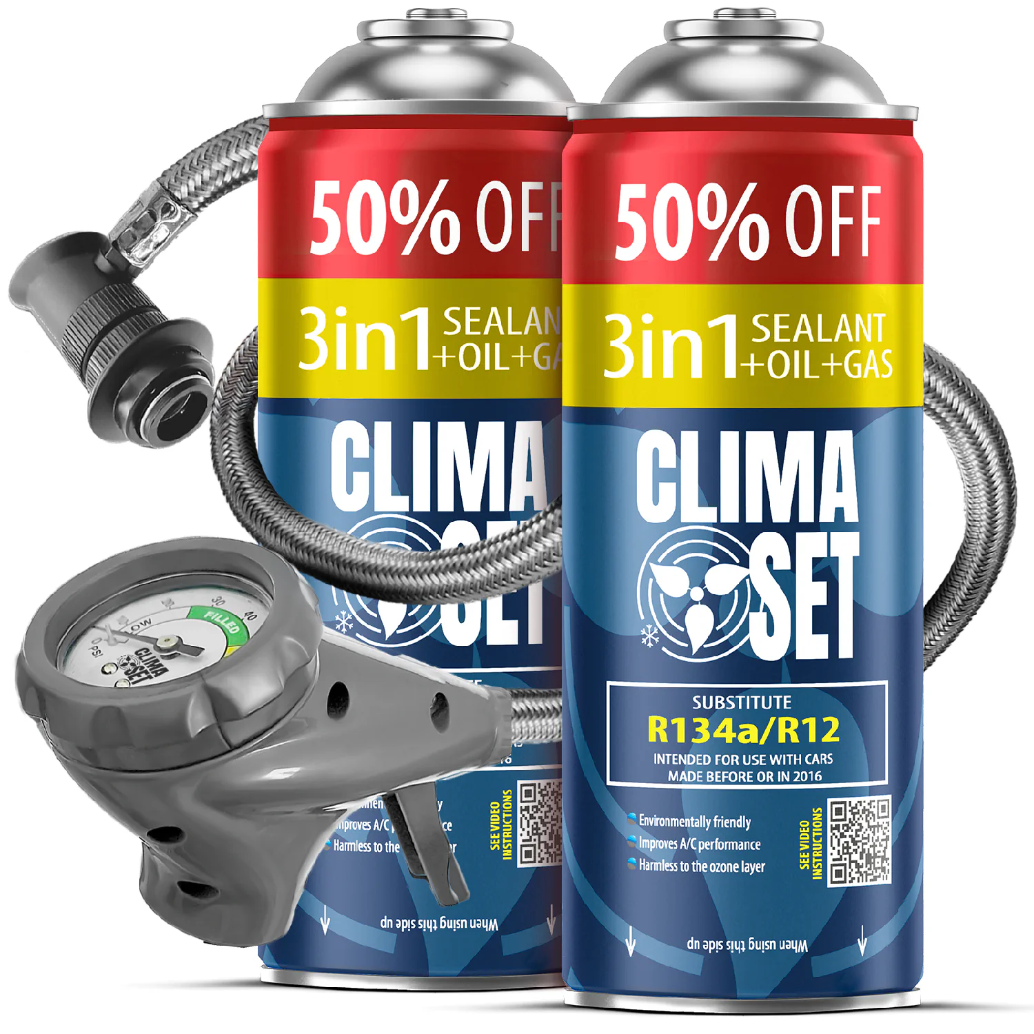 5905997718264 ClimaSet 2x 3in1 R134a (2x 235g), Ispusno crijevo - Slika 1