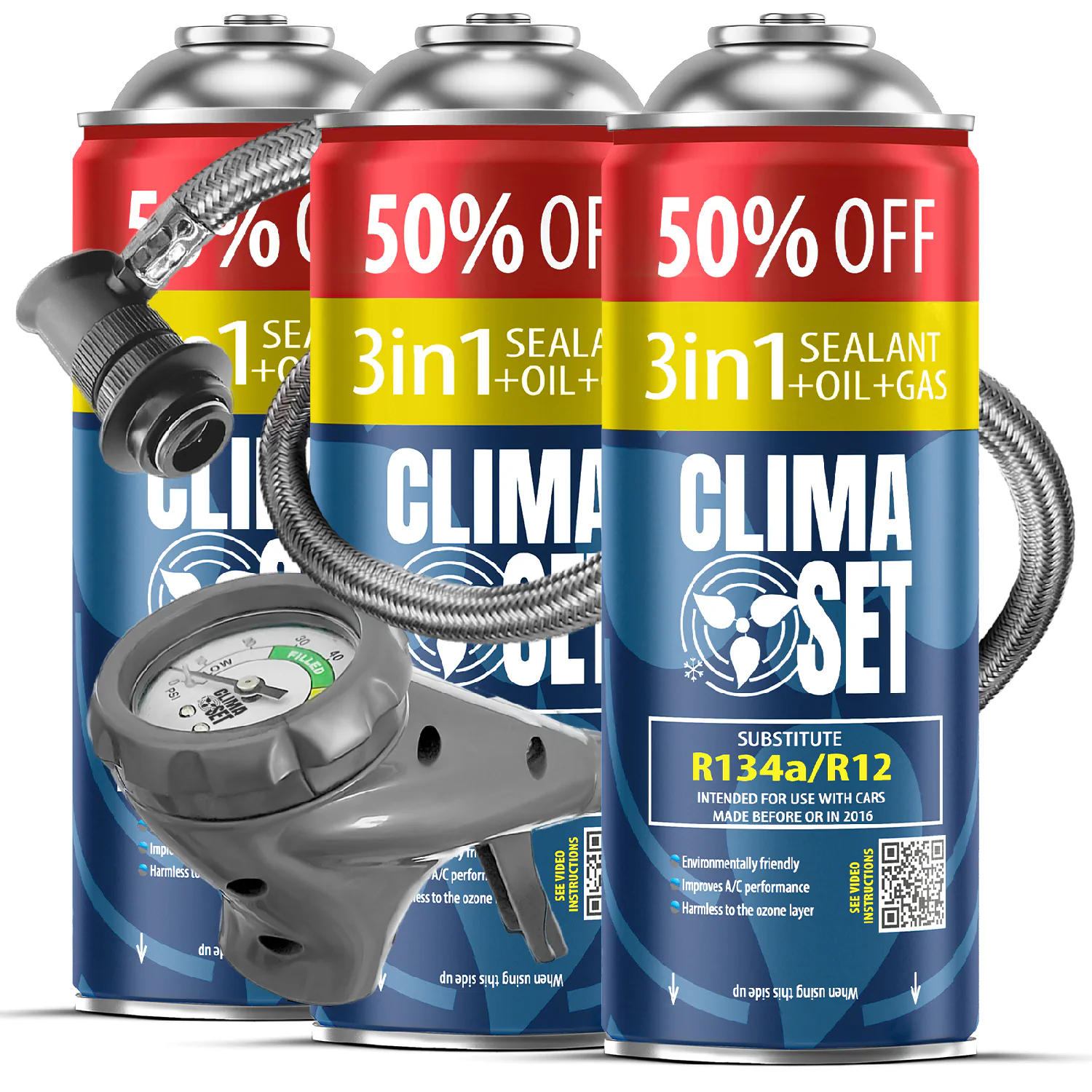 5905997718271 ClimaSet 3x 3in1 R134a (3x 235g), Ispusno crijevo - Slika 1