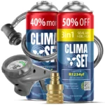 ClimaSet 3in1 R1234yf, Plin&ulje R1234yf (2x 235g), Odvodno crijevo s manometrom Adapter R1234yf